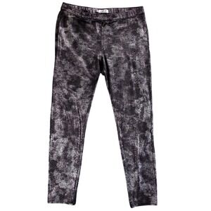 Jennifer Lopez Womens Metallic Snake Print Leggings Silver Black Size 12 RN73277